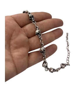 Bileklik, Gümüş Kaplamalı, Ayarlanabilir, Unisex Bileklik ( Kuru Kafa Bileklik )