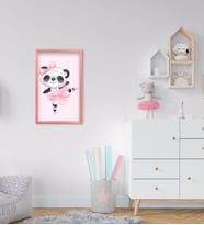 BK Home Sevimli Panda Tasarımlı Dekoratif Pembe Ahşap Çerçeveli Çocuk Odası Tablo-1