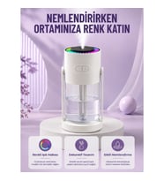 Mey İthalat® Sessiz Hava Nemlendirici Renkli Gece Işıklı Otomatik Kapanma Özellikli Nemlendirme Ciha