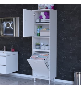 Modilayn 50 x 163,4 x 32,5 cm 2 Kapak Üç Bölmeli Sepetli Banyo Dolabı Mutfak Dolabı 