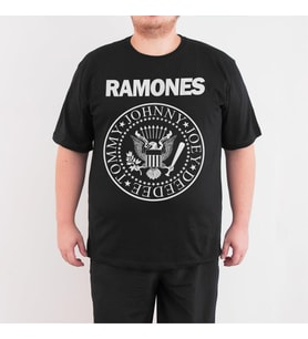 Bant Giyim - Ramones 4XL Büyük Beden Siyah Erkek T-shirt Tişört (Siyah - Beyaz)