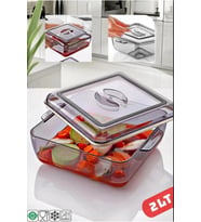 Kare 2 LT Silikon Contalı Borcam Kapaklı Akrilik Saklama Kabı Isıya Dayanıklı (STD)