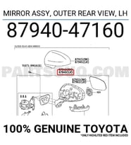 Toyota Prius C Elektrikli Ayna 2012 Sonrası Astarlı Sinyalli Sol (Oem No:8794047160)