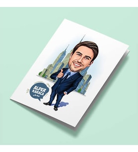 Kişiye Özel Metropol Erkeği Karikatürlü Tebrik Kartı