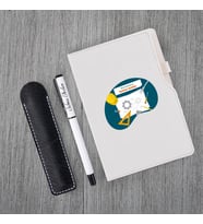 Kişiye Özel UV Baskılı Mühendis Temalı Beyaz Defter & Beyaz Roller Kalem Seti