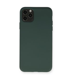 iPhone 11 Pro Max Kılıf Nano İçi Kadife Silikon - Koyu Yeşil
