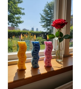 I LOVE YOU 3'LÜ HEDİYELİK DEKORATİF HOŞ KOKULU PARAFİN WAX MUM (SARI + MAVİ + PEMBE RENKLİ)