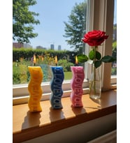 I LOVE YOU 3'LÜ HEDİYELİK DEKORATİF HOŞ KOKULU PARAFİN WAX MUM (SARI + MAVİ + PEMBE RENKLİ)