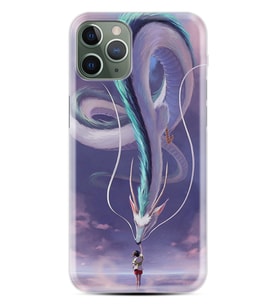 Apple iPhone 11 12 13 14 Pro Max Kılıf Desemli Silikon Kız ve Ejderha 1742