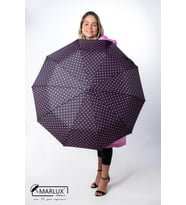 Siyah Benekli Fiber 10 Telli Tam Otomatik Rüzgara Dayanıklı Şemsiye