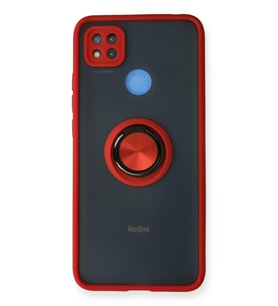 Newface Xiaomi Redmi 9C Kılıf Montreal Yüzüklü Silikon Kapak - Kırmızı