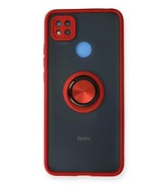 Newface Xiaomi Redmi 9C Kılıf Montreal Yüzüklü Silikon Kapak - Kırmızı