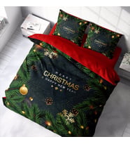 Monohome Yılbaşı Süsü Merry Christmas Çift Kişilik 3D Nevresim Takımı Pamuk (Çok Renkli)