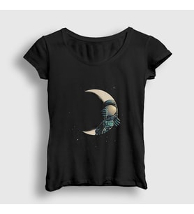 Presmono Kadın Siyah Hide And Seek Astronaut Space Astronot Uzay T-Shirt 282463tt