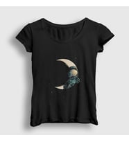 Presmono Kadın Siyah Hide And Seek Astronaut Space Astronot Uzay T-Shirt 282463tt
