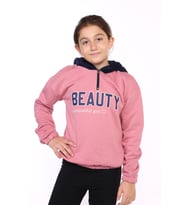 Toontoy Kız Çocuk Kapüşonlu Baskılı Sweatshirt (Gül Kurusu)