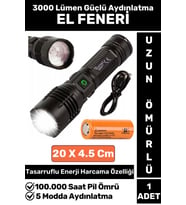 Özel Kamp Avcı Balıkçı Deprem Enerji Tasarrufu 5 Mod 3000 Lümen Güçlü Beyaz Işık Güvenlik EL FENERİ