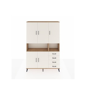 Arges Gardrop 7 Raflı 4 Çekmeceli 5 Kapaklı 132x30x195 Çam-Aytaşı