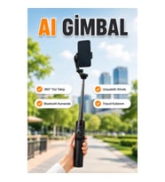 360° AI Yüz Takipli Gimbal Selfie Stick – Bluetooth Kumandalı Uzayabilir Tripod