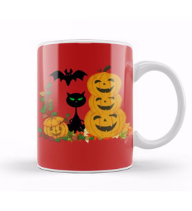 Black Cat Happy Halloween 2021 Kupa Bardak Porselen