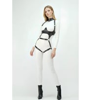 Deri Harness, Göğüs Altı Destekli Harness Takım, Deri Dansçı Kostüm