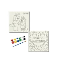 Okul Etkinliği-2'li Tuval Boyama Seti. 20x20 Cm Uv Baskı 6 Akrilik Boya 1 Fırça-model-232