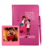 Sevgililer Gününe Özel Pembe Defter Kalem & Instagram Çerçeve Hediye Seti 33