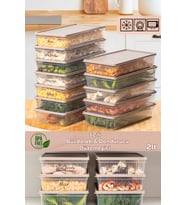 Porsima 5311 12li Buzdolabı ve Difriz Düzenleyici Saklama Kabı Seti - BPA İçermez, Mikrodalga Uyumlu, Kapaklı, Gıda Saklama Kabı, Kapicino, 2 Lt