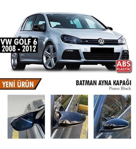 Drs Tuning Golf Uyumlu 6 (2008-2012) Batman Yarasa Ayna Kapağı (Parlak Siyah)