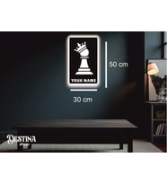 Destina Ahşap Satranç Temalı Kişiselleştirilebilir Led Tablo - 30cm*50cm (Beyaz)