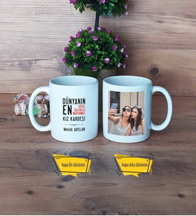 Kız Kardeş Kupa Bardak Beyaz Fotoğraflı Kız Kardeşe Doğum Günü Hediyesi