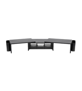 Temel Siyah Çift Monitör Yükseltici Stand Çekmeceli Masaüstü Organizer 9216