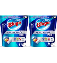 Bingo Akıllı Kapsül Pro Bulaşık Makinesi Deterjanı Tableti 160 Adet Limon Kokulu (2PK*80)