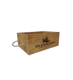 Farmhouse Ahşap Kasa Organizer Banyo Mutfak Salon İçin Dekoratif Kutu 25cm x 14cm, Yükseklik 10cm (Kahverengi)