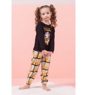Kareli Kız Çocuk Pijama Takımı