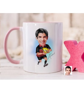 Bk Gift Kişiye Özel Amerikan Futbolcusu Karikatürlü Pembe Kupa Bardak-14, Sevgiliye Hediye, Arkadaşa Hediye