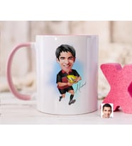Bk Gift Kişiye Özel Amerikan Futbolcusu Karikatürlü Pembe Kupa Bardak-14, Sevgiliye Hediye, Arkadaşa Hediye