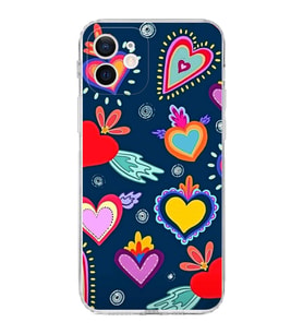 PrintiFy iPhone 12 Mini ile Uyumlu Retro Color 3  Kamera Korumalı Şeffaf  Kılıf