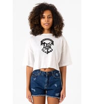 HP Hogwarts Beyaz Kırçıllı Kadın Crop Tshirt