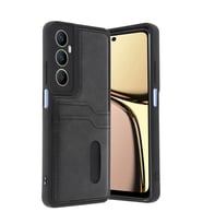 Realme C65 Sara Kartvizitli Deri Kılıf - Siyah