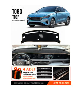 e-biz TOGG T10F (2025 VE SONRASI) Uyumlu Torpido Örtüsü, Torpido Kılıfı - Siyah-Bej - TOGG01