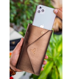 Envelope Telefon ve Bozuk Para Bölmeli Zarf Model Kadın Cüzdan Bakır