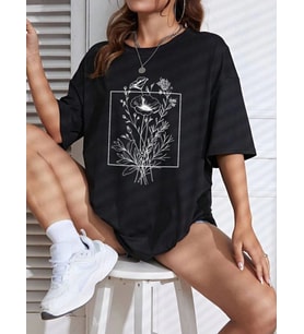 Baskılı T-shirt - Siyah
