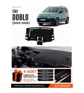 FİAT DOBLO (2023-2026) Uyumlu Torpido Örtüsü Torpido Kılıfı - Siyah