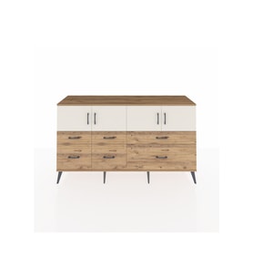 Kronos Konsol 4 Raflı 6 Çekmeceli 4 Kapaklı 176x59x99 Çam-Aytaşı/Çam