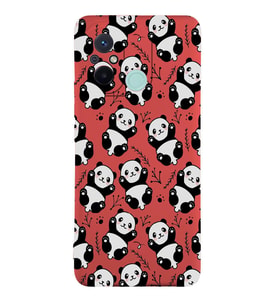 Xiaomi Redmi 12c Uyumlu Lansman Kılıf Panda Tasarımlı İçi Kadife Kapak-Kırmızı (Şeffaf)