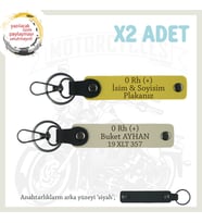 Yol Arkadaşlarına Özel İsim Plaka, 0 Rh (+) Kan Grubu Yazılı Kişisel x2 Anahtarlık, Sarı-S Kahve-Syh (Çok Renkli)