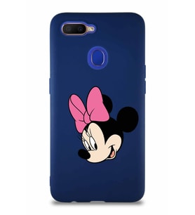 Oppo A5S Soft Premier Kapak Minnie Mouse-B Tasarımlı Silikon Kılıf - Lacivert (Şeffaf)