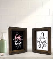Bk Gift Banyo Dekoratif 2'li Doğal Masif Ahşap Çerçeve 15x20cm-10 (Beyaz)