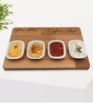 BK Gift Kişiye Özel Meze Tabaklı Doğal Masif Ahşap Rakı Sunum Tepsisi